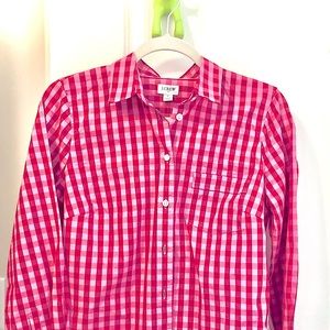 J Crew gingham check Size S. Red/pink summer shirt